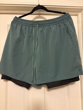 Men's Two-In-One Athletic Shorts in Seafoam Green